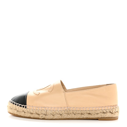 Chanel Lambskin CC Espadrilles 39 Beige Black 1 of 10