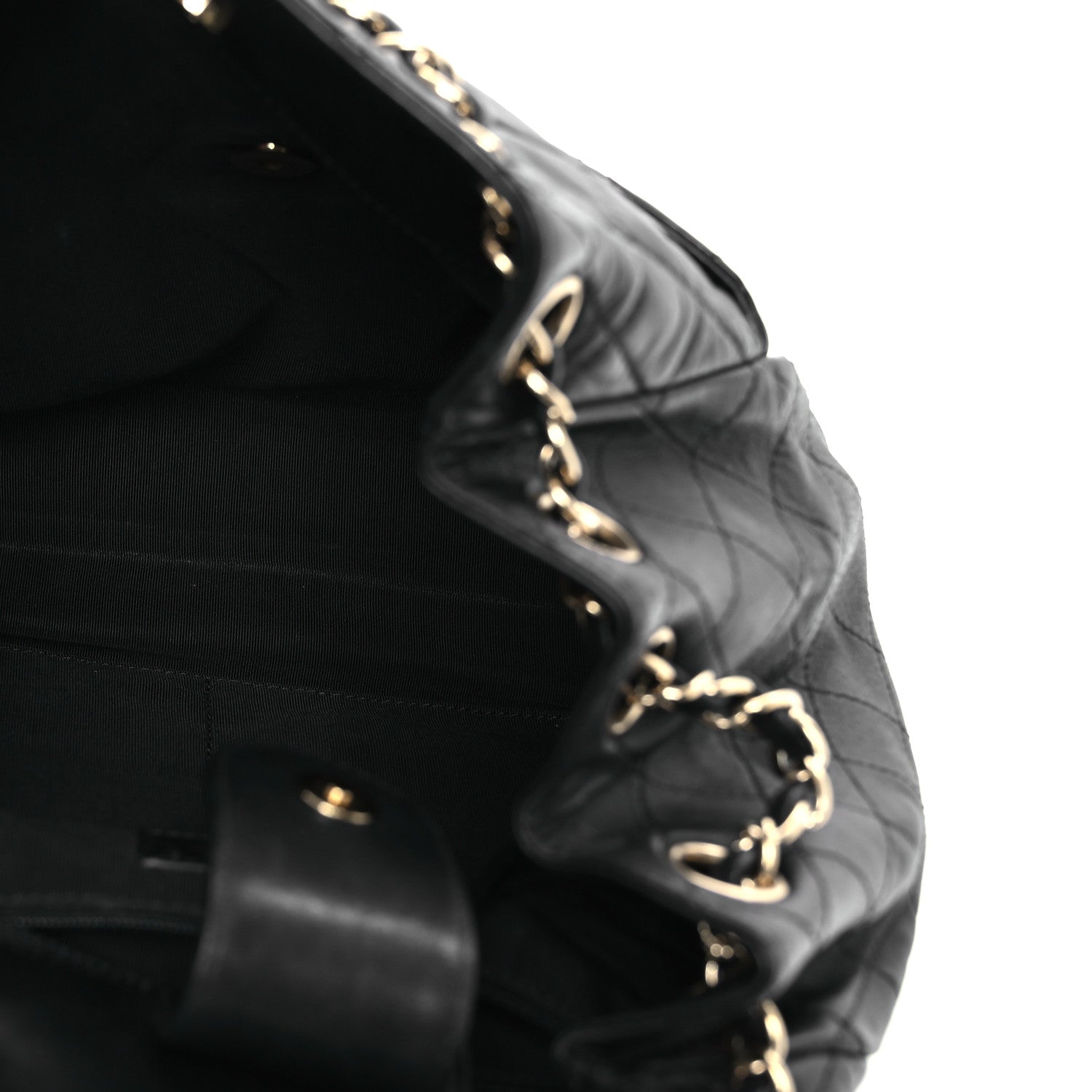 Chanel Lambskin Quilted Drawstring Bag Black 5 of 10