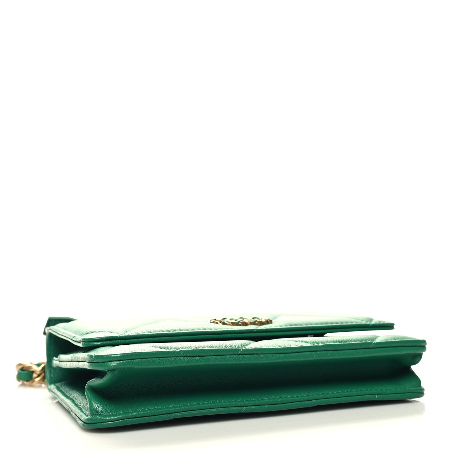 Lambskin Quilted Chanel 19 Wallet On Chain WOC Green