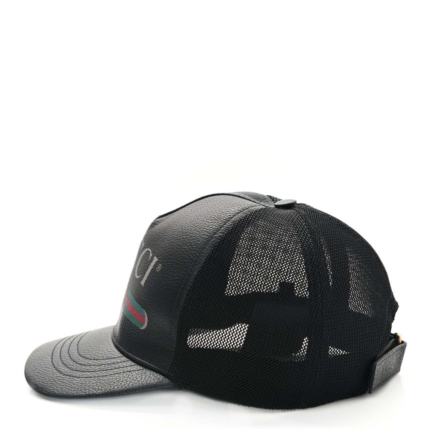 Grained Calfskin Logo Baseball Hat Black