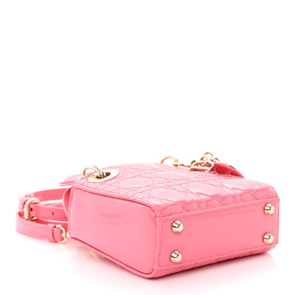 Christian Dior Patent Cannage Micro Lady Dior Peony Pink 4 of 10