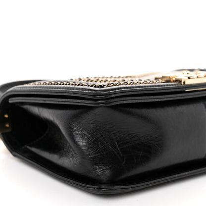 Chanel Crumpled Calfskin Chevron Chain Medium Boy Flap Black 9 of 10