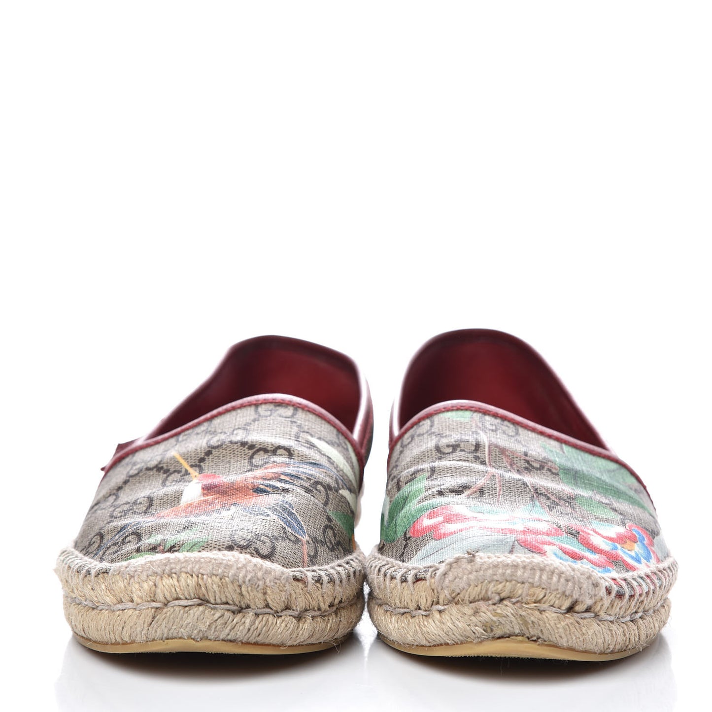 GG Supreme Monogram Tian Womens Espadrilles 40 Beige Multicolor Red