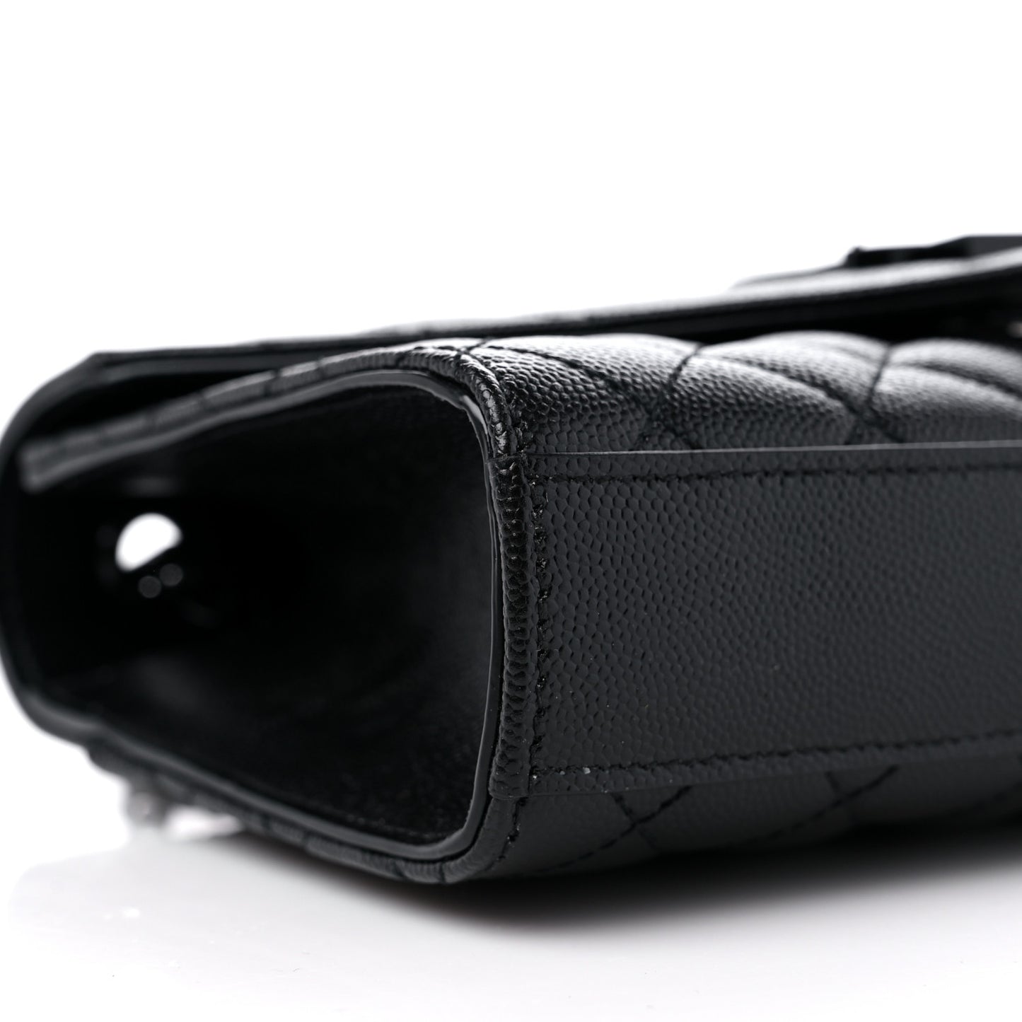 Grain De Poudre Textured Mixed Matelasse Triquilt Small Monogram Monochrome Satchel Black