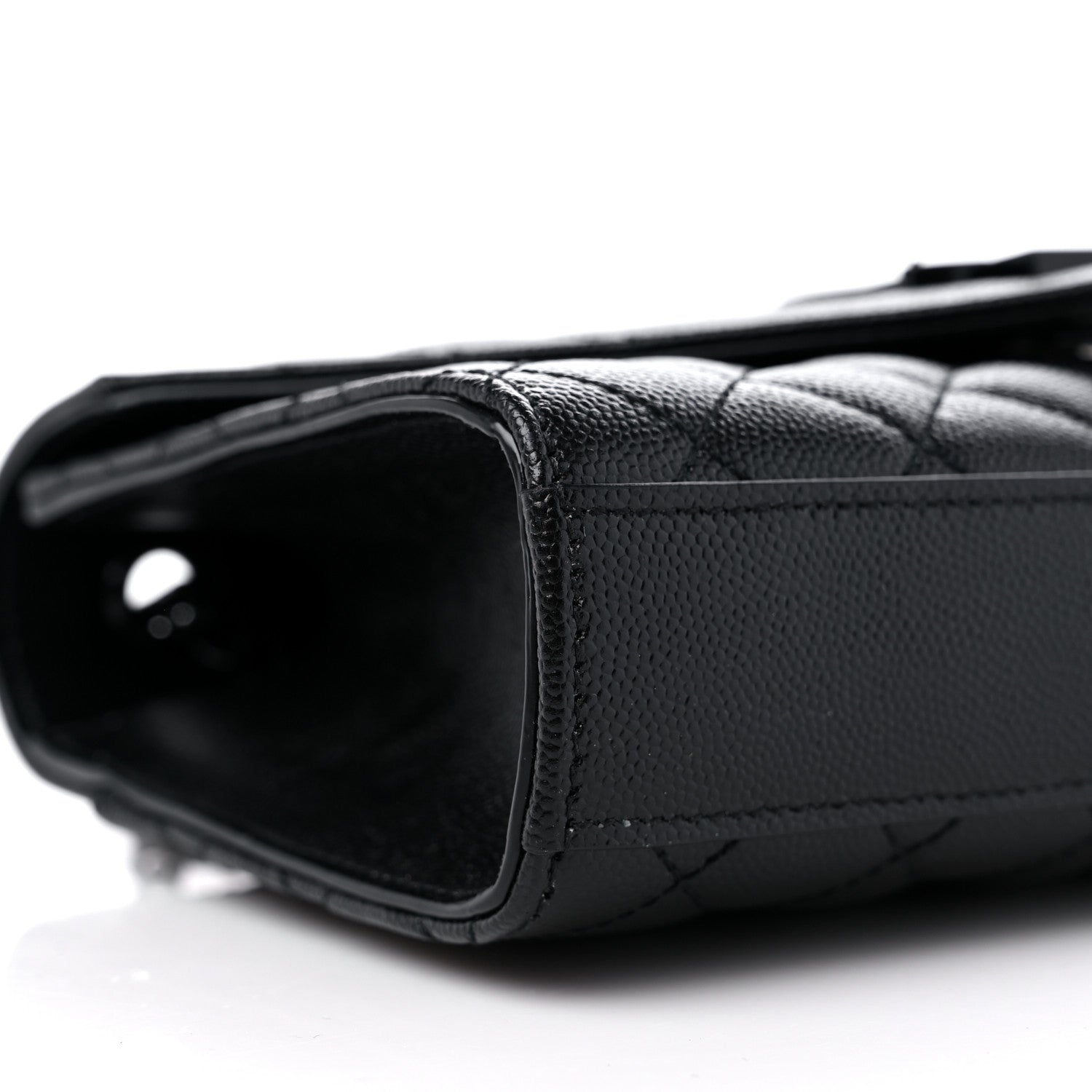 Saint Laurent Grain De Poudre Textured Mixed Matelasse Triquilt Small Monogram Monochrome Satchel Black 8 of 9