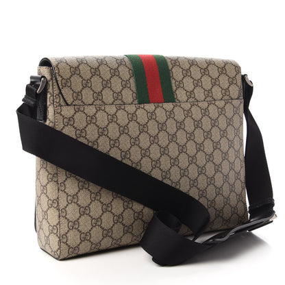 Gucci GG Supreme Monogram Web Flap Messenger Bag Black 3 of 10