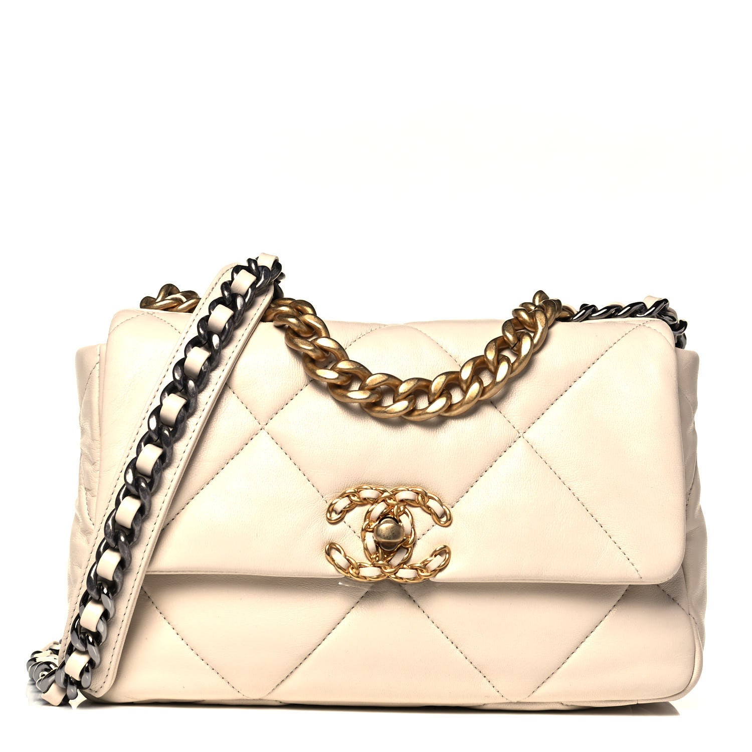 Chanel Lambskin Quilted Medium Chanel 19 Flap Light Beige 1 of 9