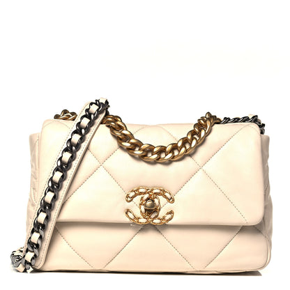Chanel Lambskin Quilted Medium Chanel 19 Flap Light Beige 1 of 9