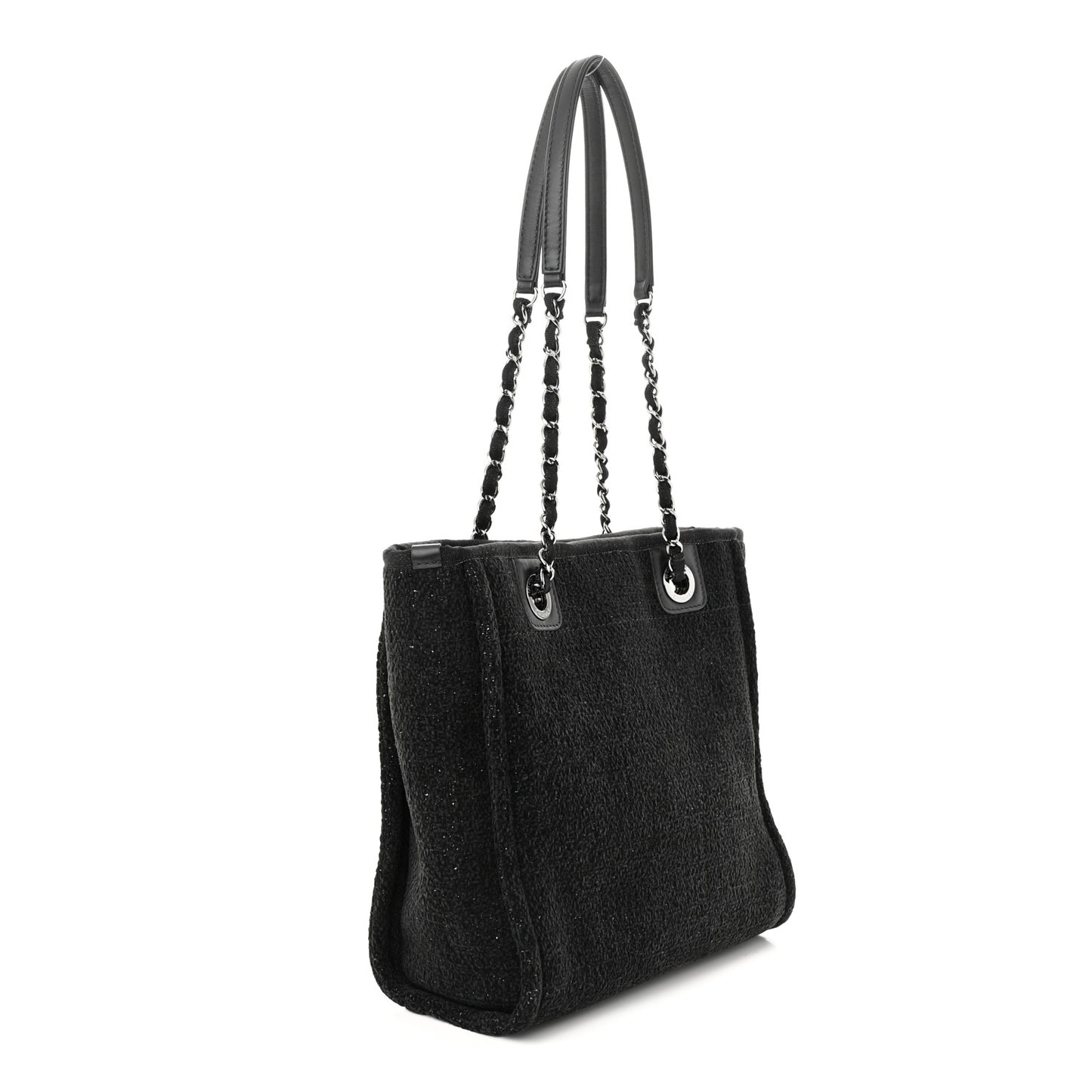 Lurex Boucle Mini Deauville Tote Black
