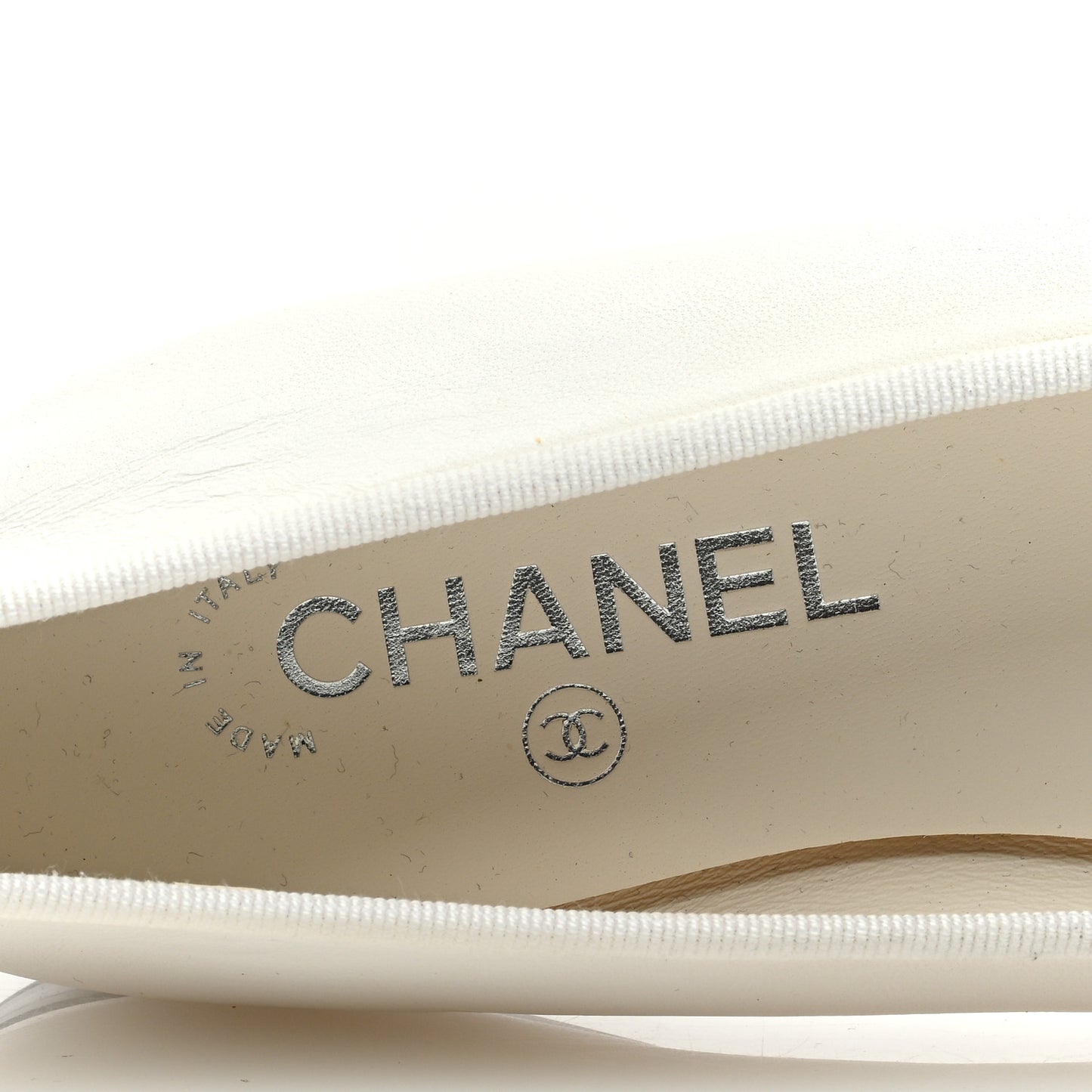 Lambskin Cap Toe CC Ballerina Flats 38.5 White Black
