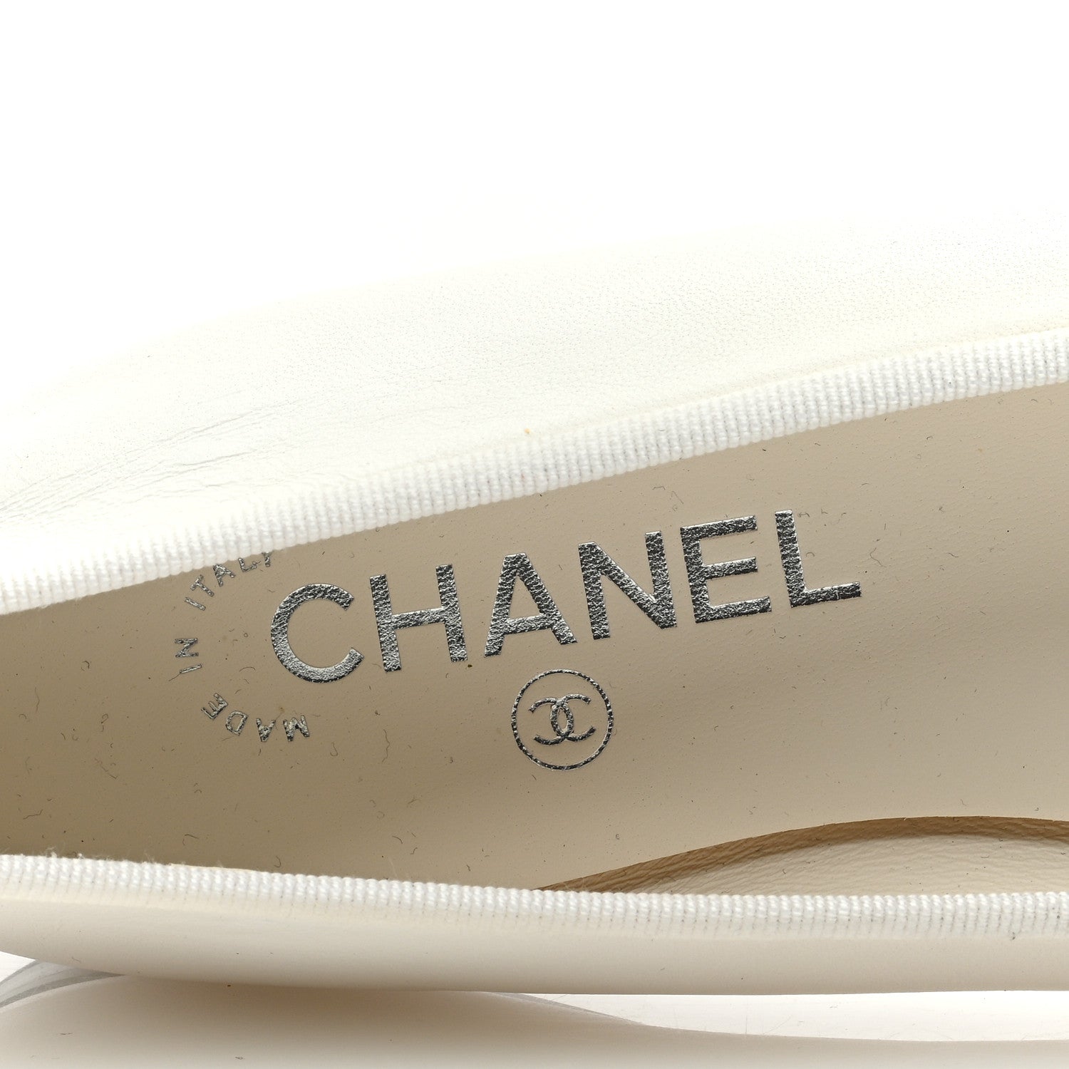 Chanel Lambskin Cap Toe CC Ballerina Flats 38.5 White Black 7 of 8