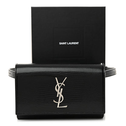 Saint Laurent Calfskin Lizard Embossed Monogram Kate Belt Bag Black 12 of 12