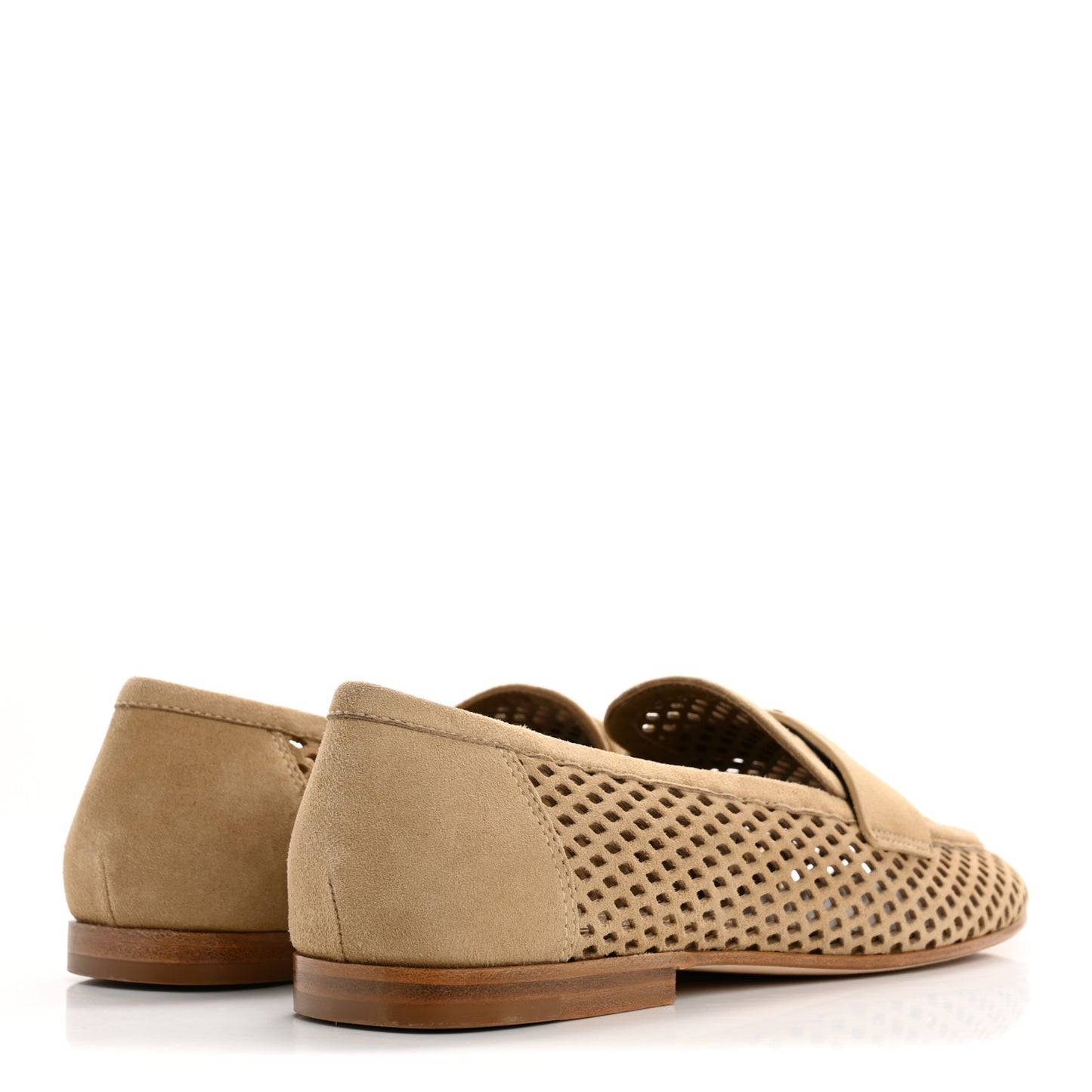 Suede Perforated Soho Flat Loafer 39 Beige