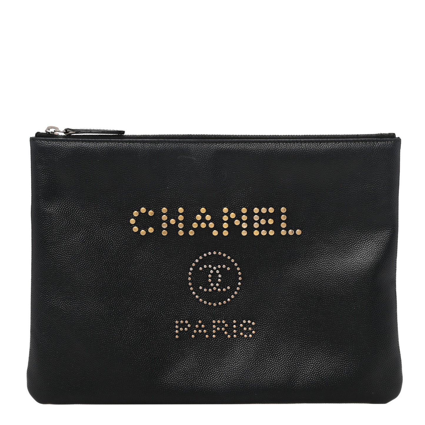 Caviar Studded Deauville Pouch Black
