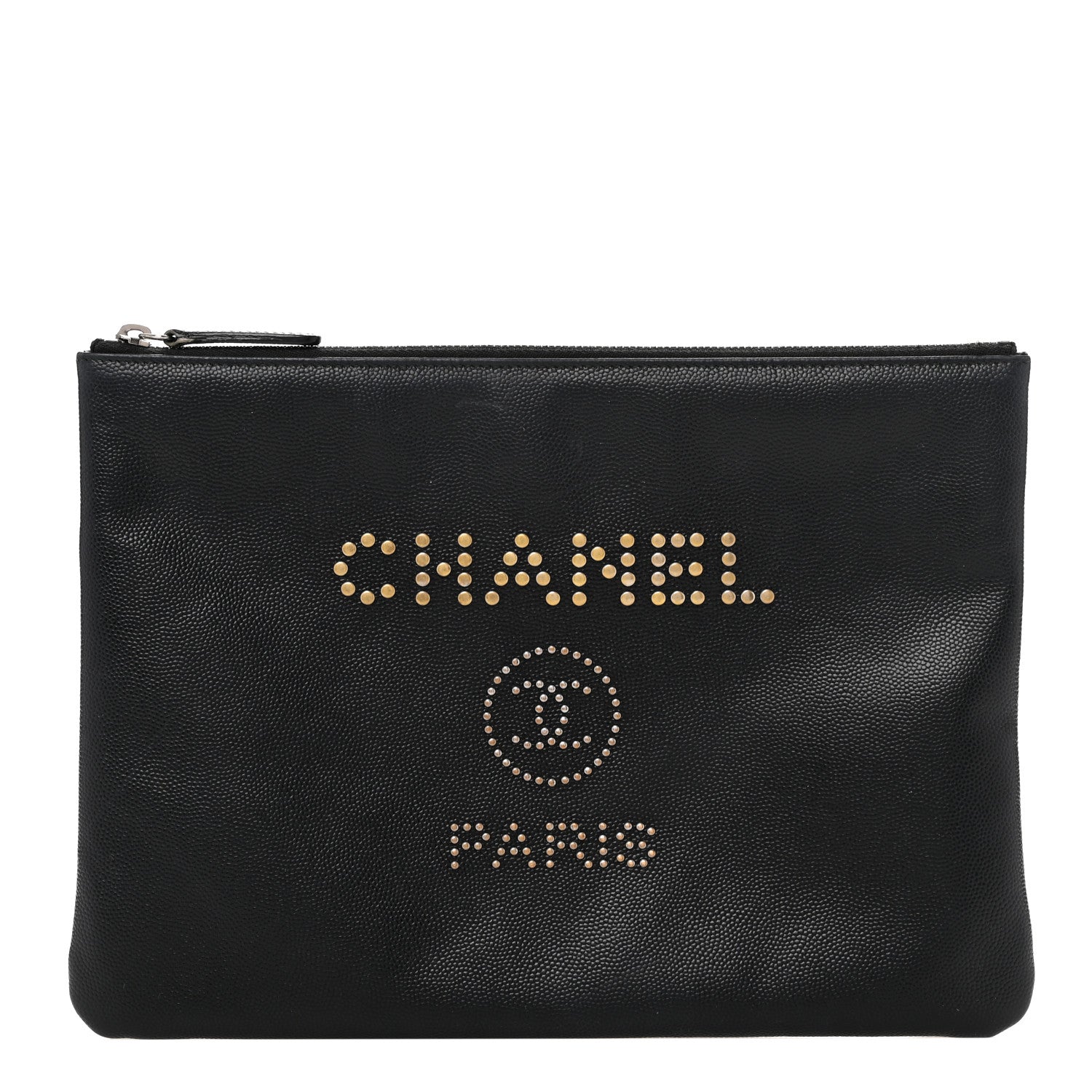 Chanel Caviar Studded Deauville Pouch Black 1 of 7