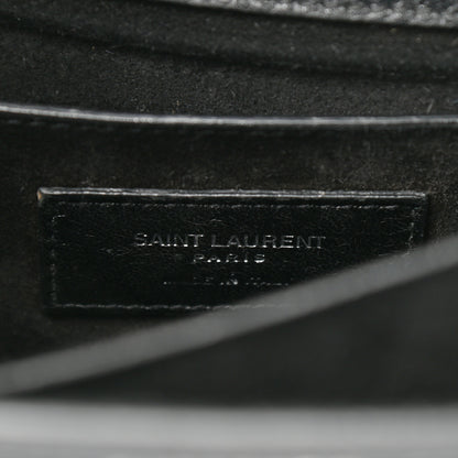 Saint Laurent Grained Calfskin Medium Monogram Sunset Satchel Black 6 of 10