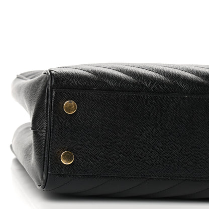 Saint Laurent Grain De Poudre Matelasse Chevron Monogram Shopping Bag Black 9 of 11