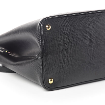 Prada Saffiano Cuir Medium Double Bag Black Fuoco 8 of 9