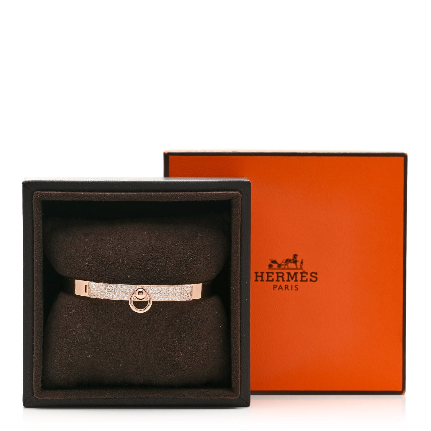 Hermes 18K Rose Gold Diamond PM Collier De Chien Pave Bracelet SH 4 of 4