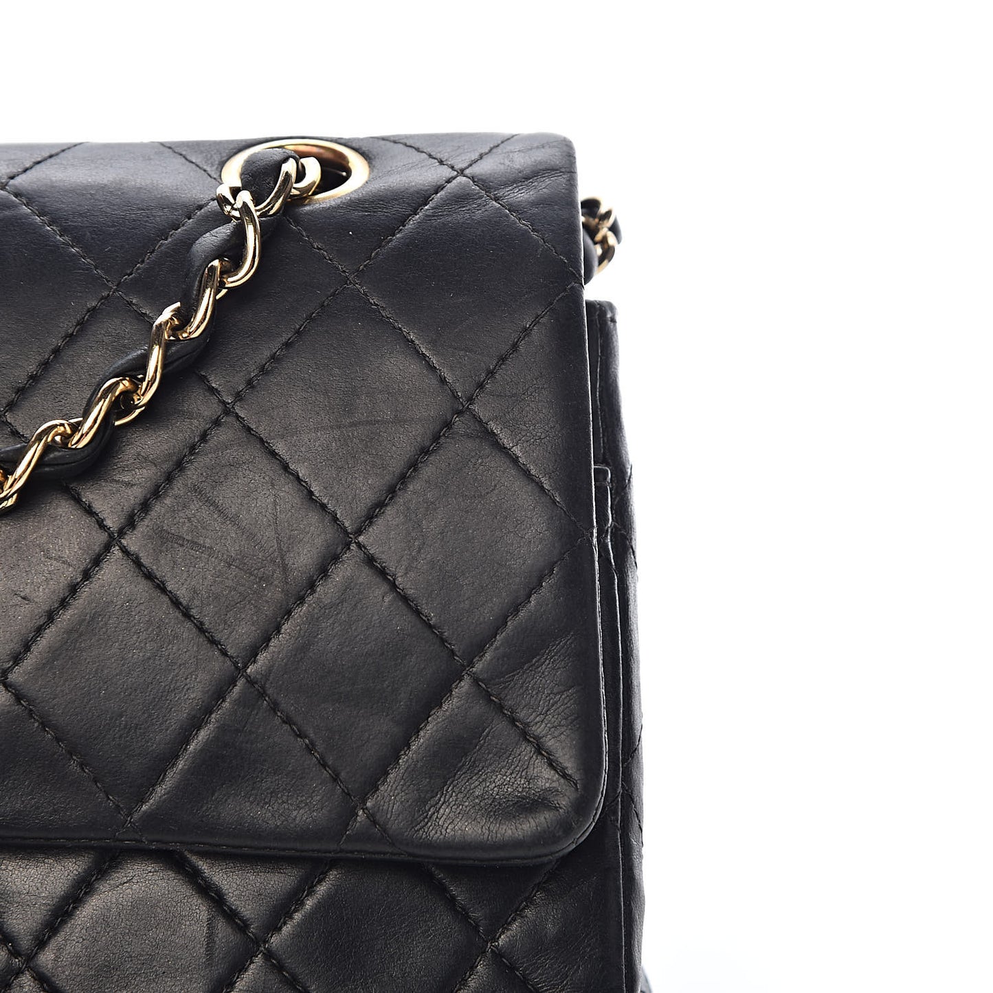 Lambskin Quilted Medium Double Flap Black