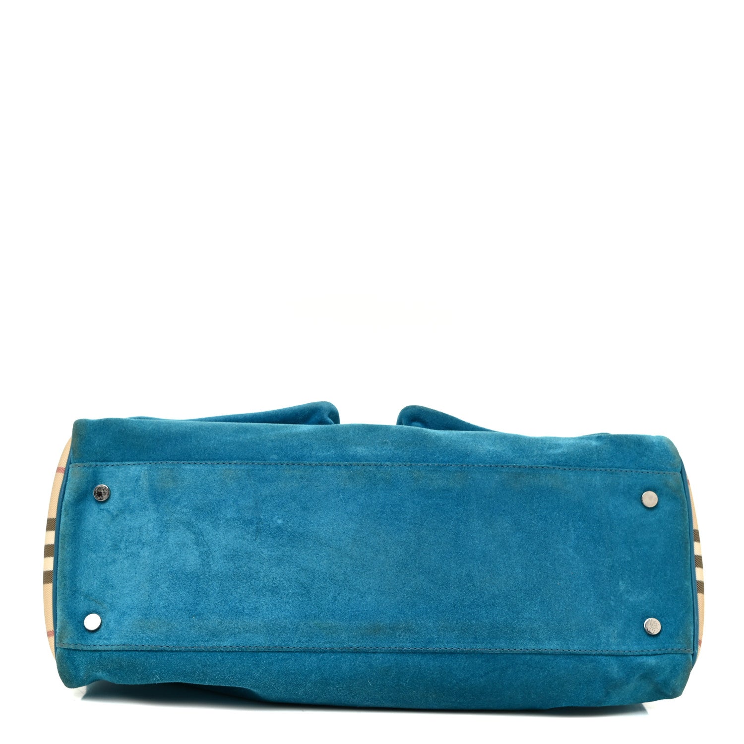 Burberry Suede Classic Check Shoulder Bag Blue 11 of 24