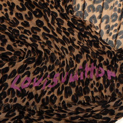 Louis Vuitton Cashmere Silk Leopard Etole Stole Marron 2 of 3