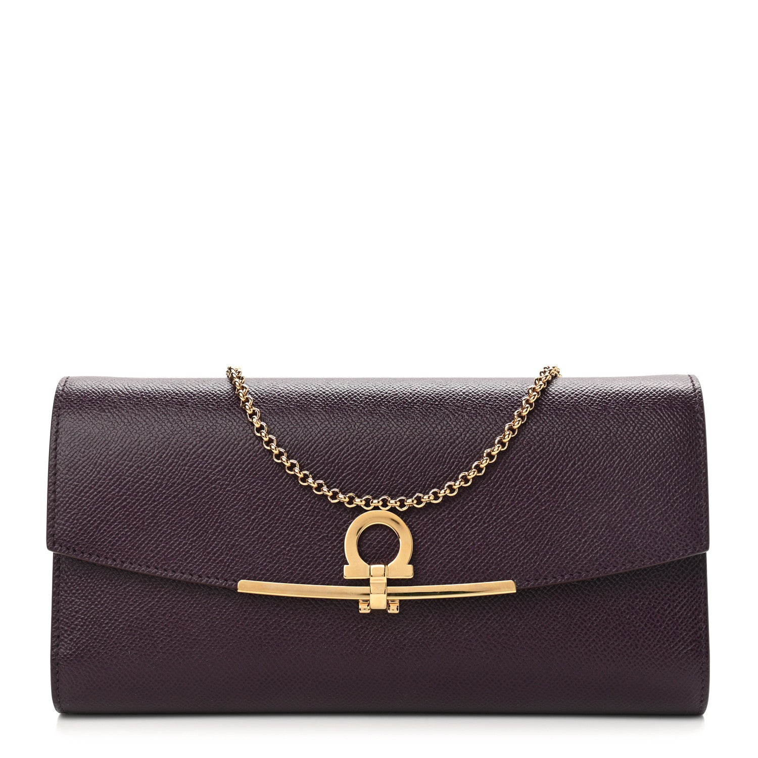 Salvatore Ferragamo Hammered Calfskin Gancini Icona Mini Bag Blackberry 2 of 17