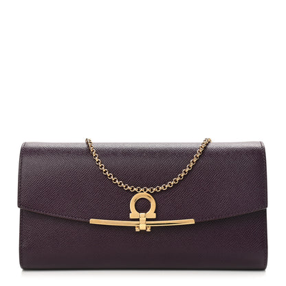 Salvatore Ferragamo Hammered Calfskin Gancini Icona Mini Bag Blackberry 2 of 17