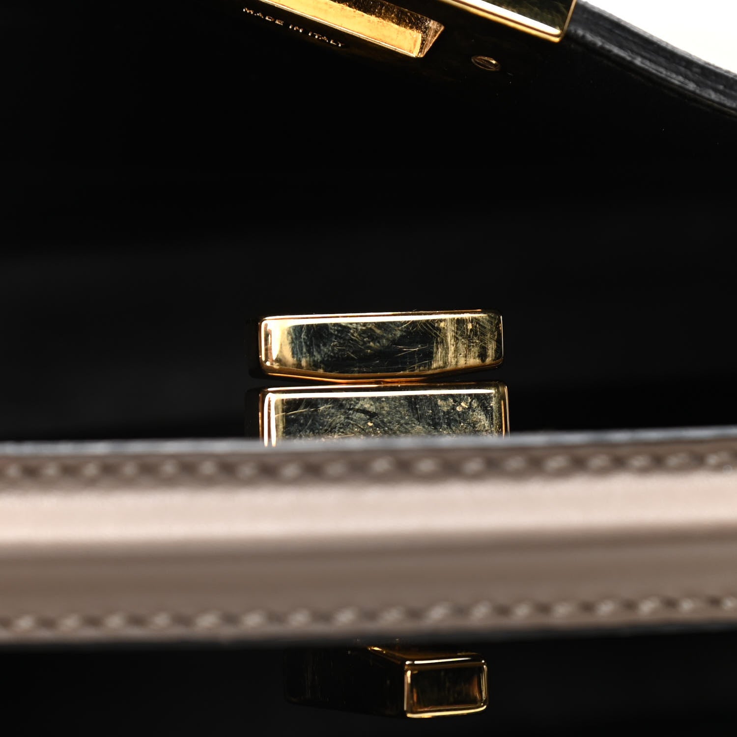 Fendi Vitello Tahiti Burro Medium Peekaboo Iconic Essentially Satchel Tortora Black 15 of 22