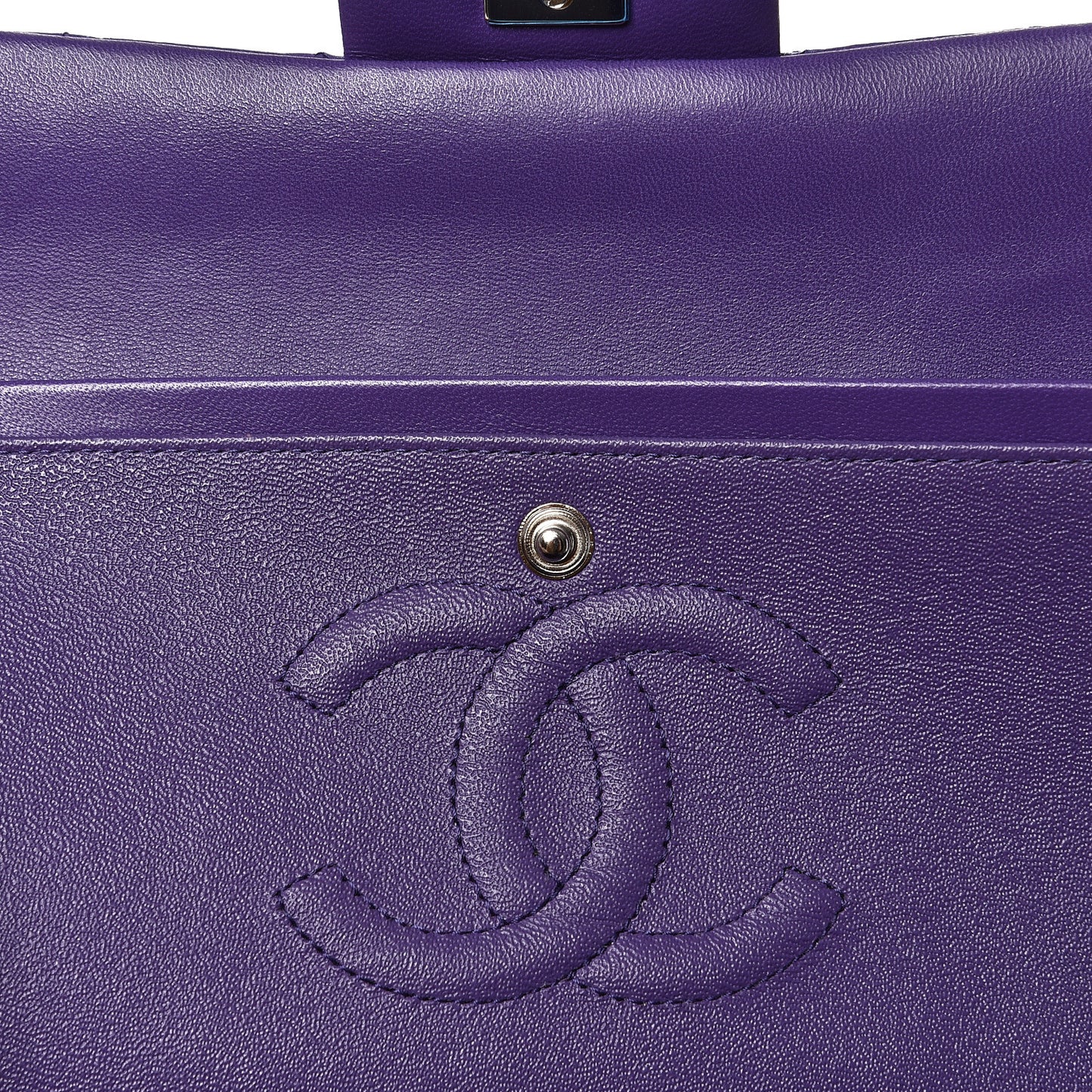 Lambskin Quilted Medium Double Flap Purple