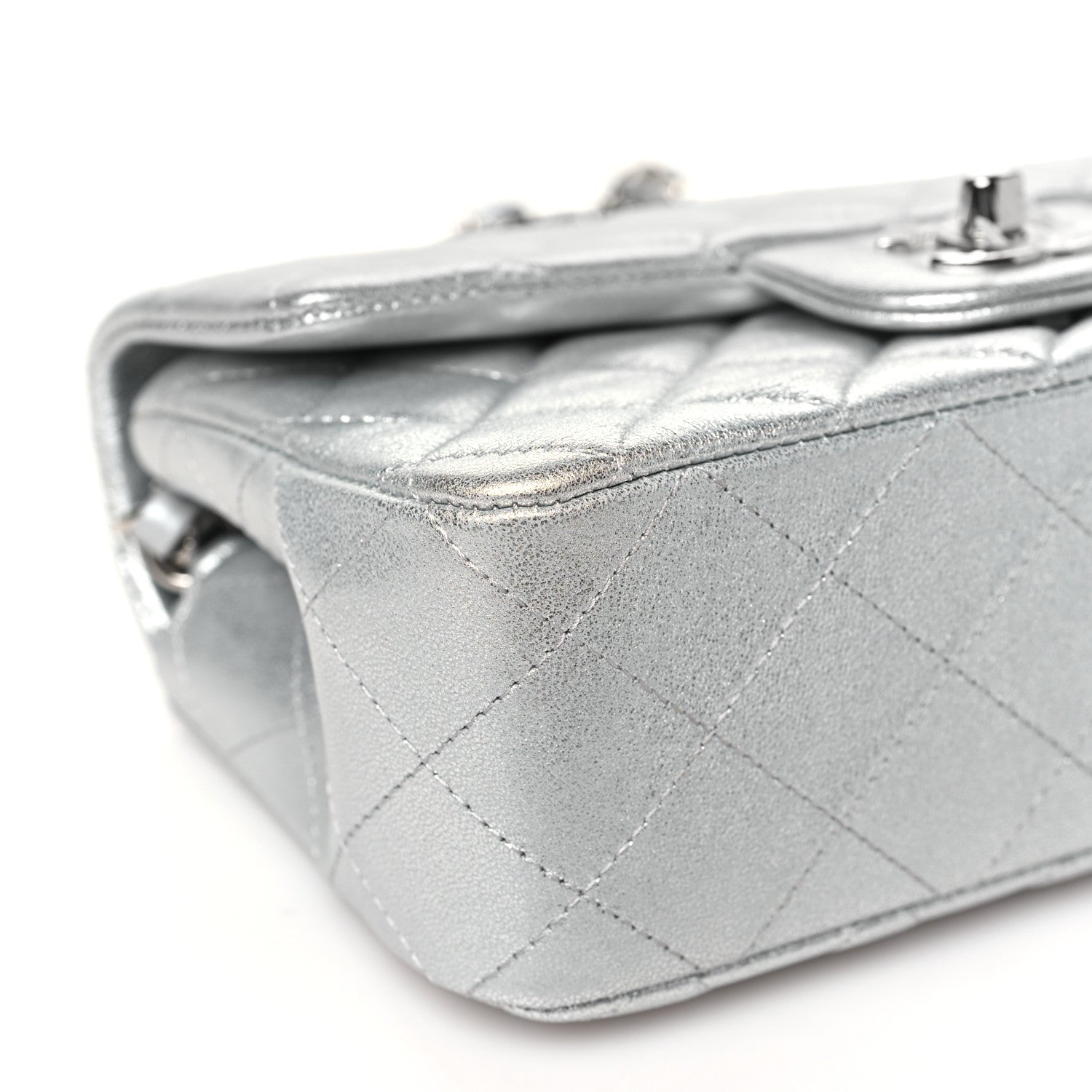 Chanel Metallic Lambskin Quilted Mini Rectangular Flap Silver 9 of 10