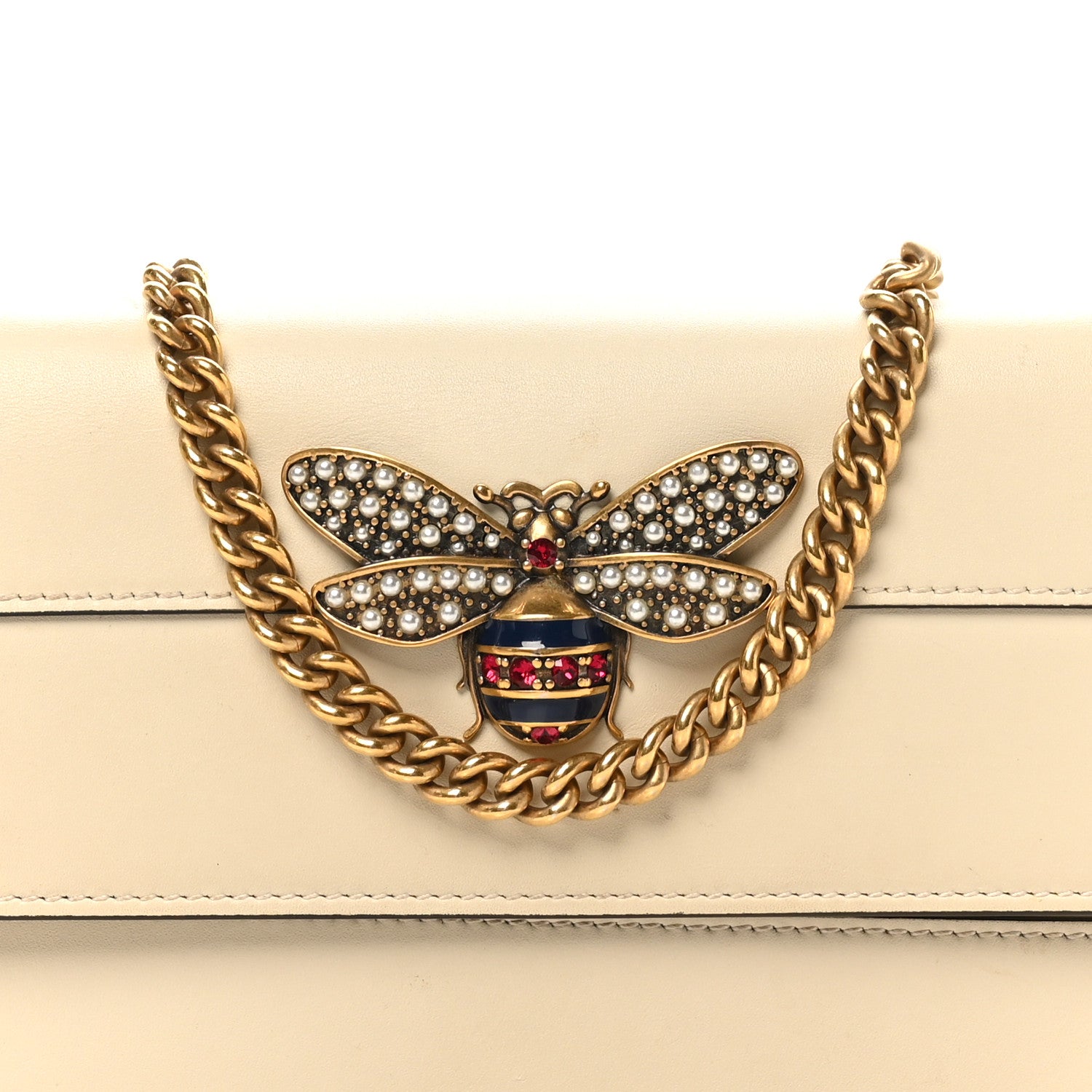 Gucci Calfskin Queen Margaret Chain Wallet Mystic White 7 of 9