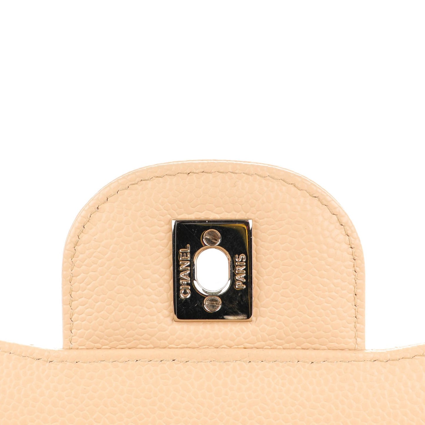 Caviar Quilted Jumbo Double Flap Beige Clair