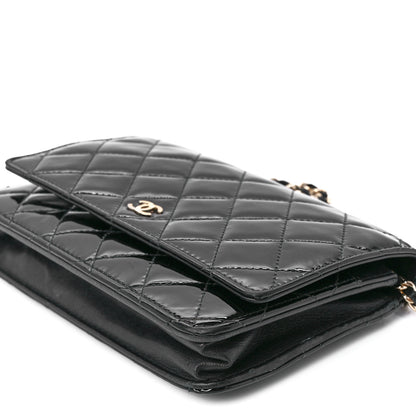 Chanel Patent Quilted Wallet On Chain WOC Black 13 of 13