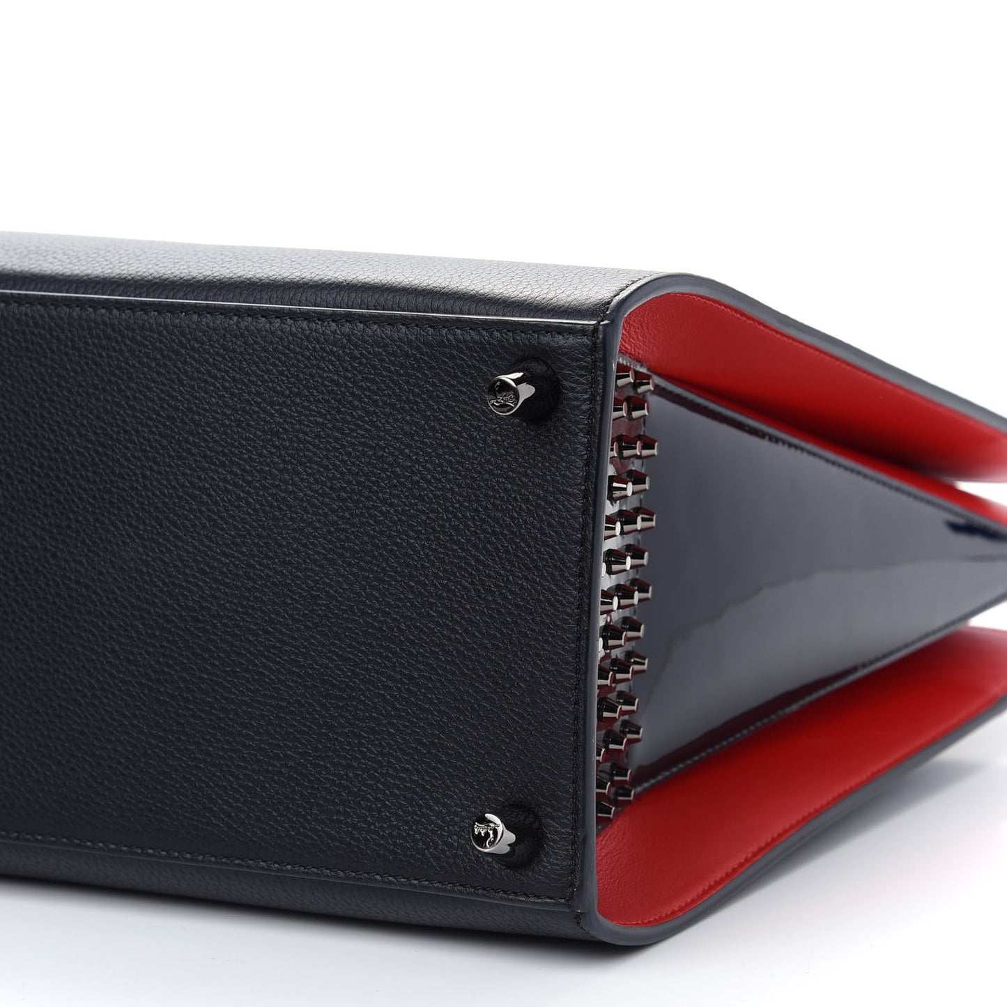 Calfskin Patent Spiked Large Paloma Black