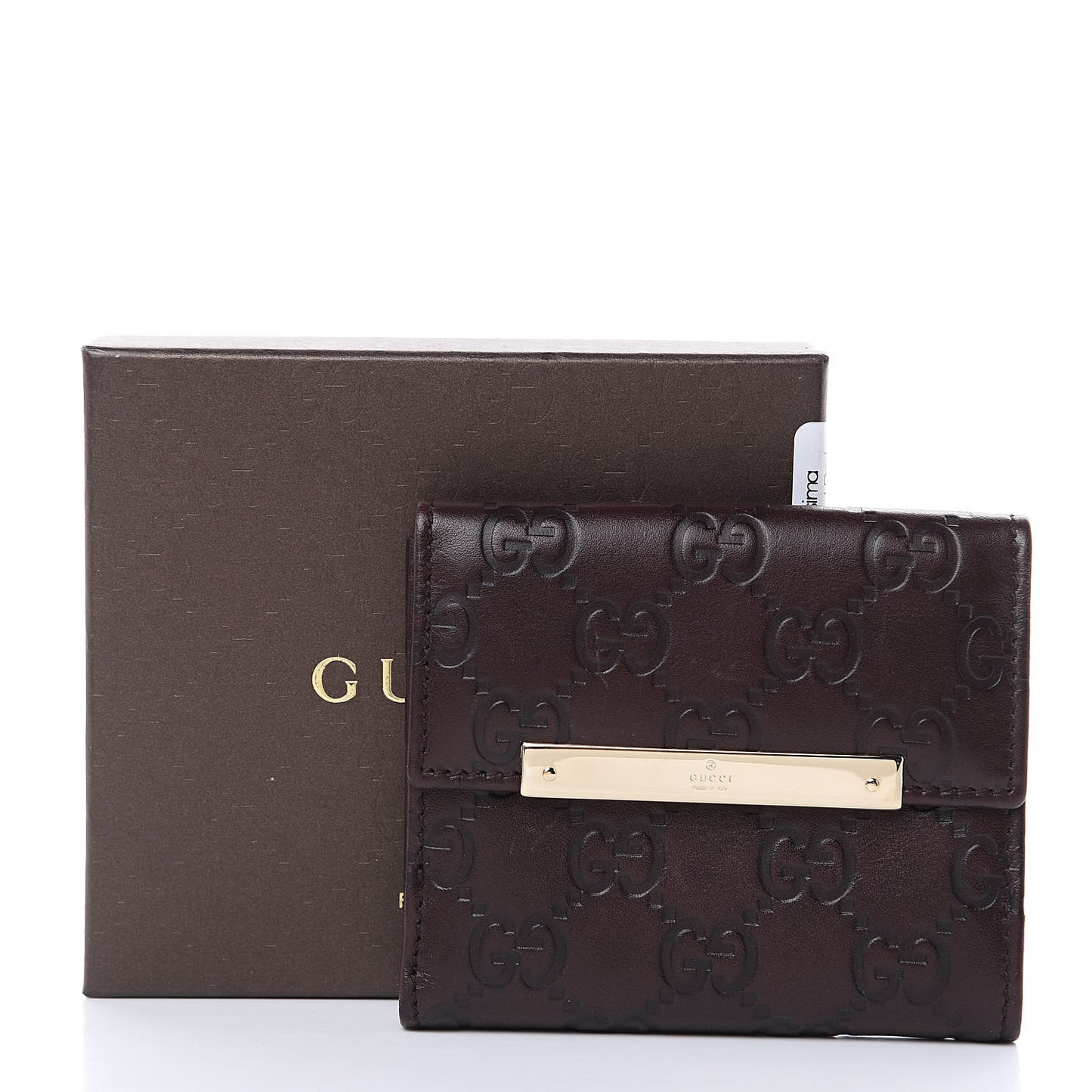 Guccissima Metal Bar French Flap Wallet Dark Chocolate