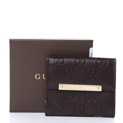 Gucci Guccissima Metal Bar French Flap Wallet Dark Chocolate 7 of 7
