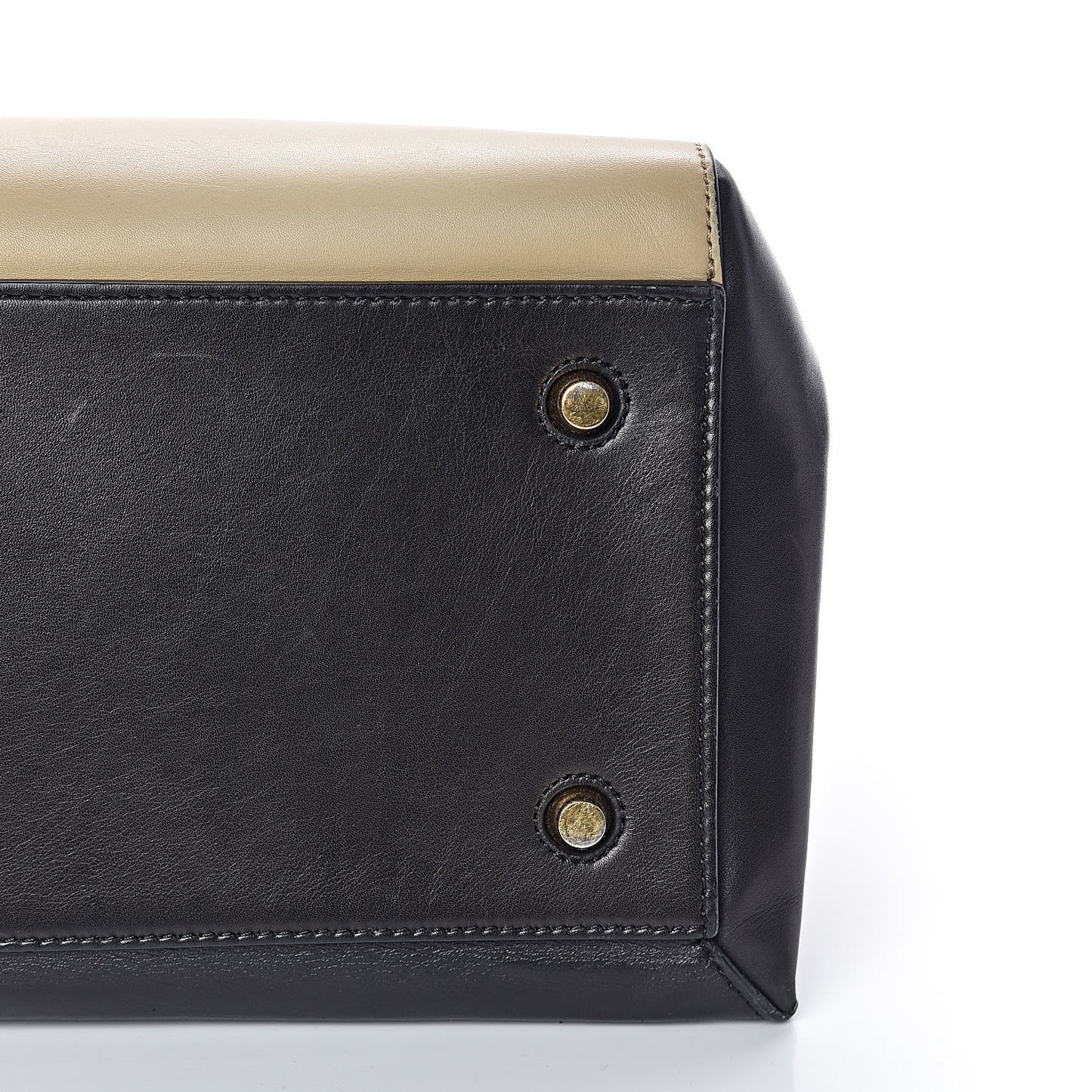 Smooth Calfskin Medium Bi-Color Edge Shoulder Bag Black Cream