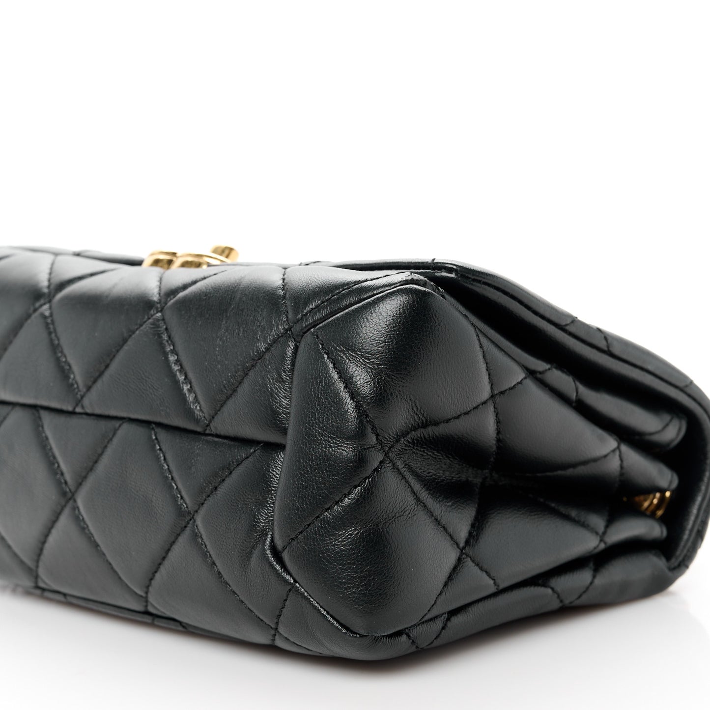 Lambskin Quilted Small Color Match Flap Black