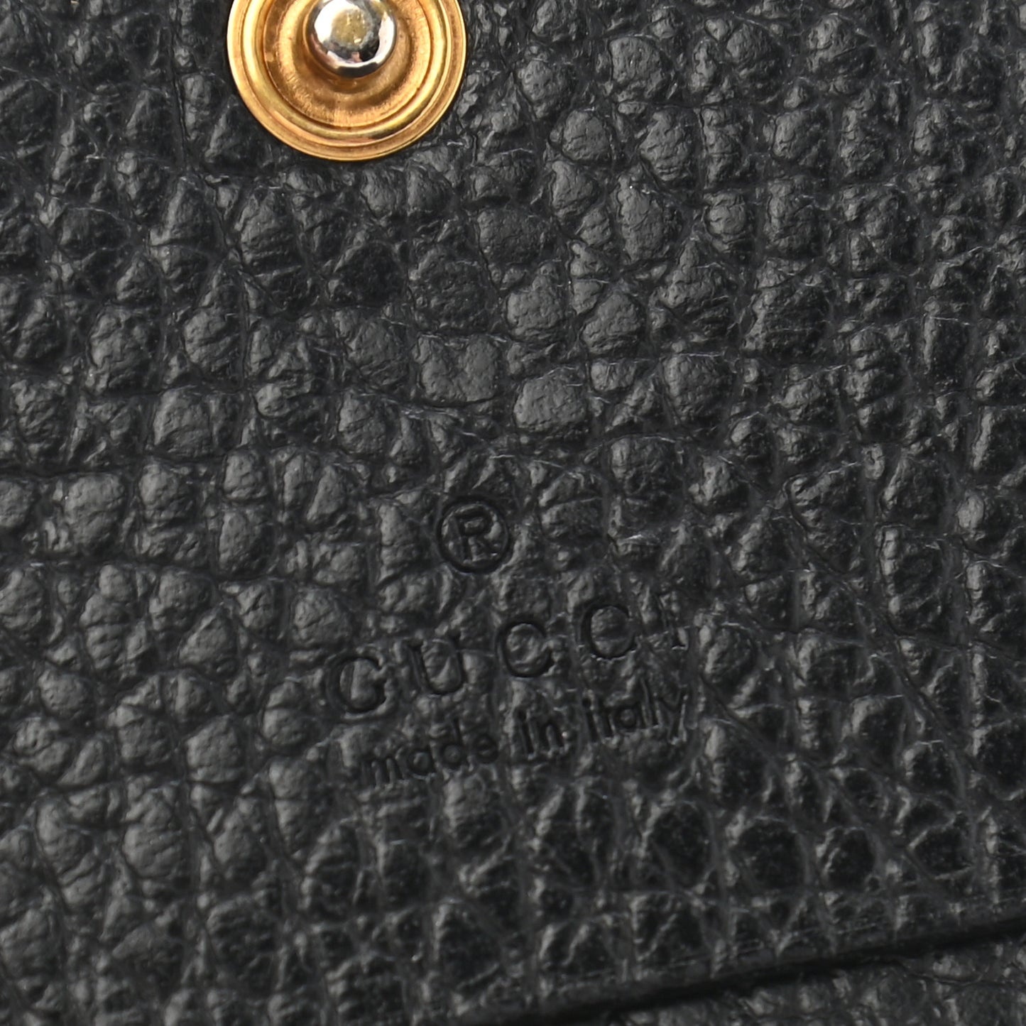 Pebbled Calfskin Butterfly Card Case Black