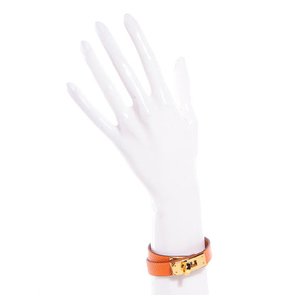 Hermes Epsom Kelly Double Tour Bracelet S Orange 2 of 8
