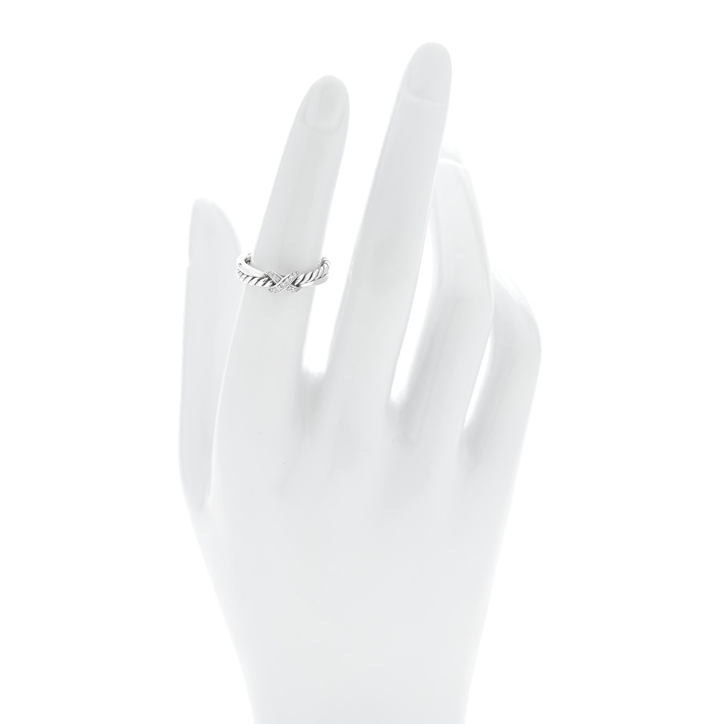 Sterling Silver Diamond Petite X Crossover Ring 50 5.5