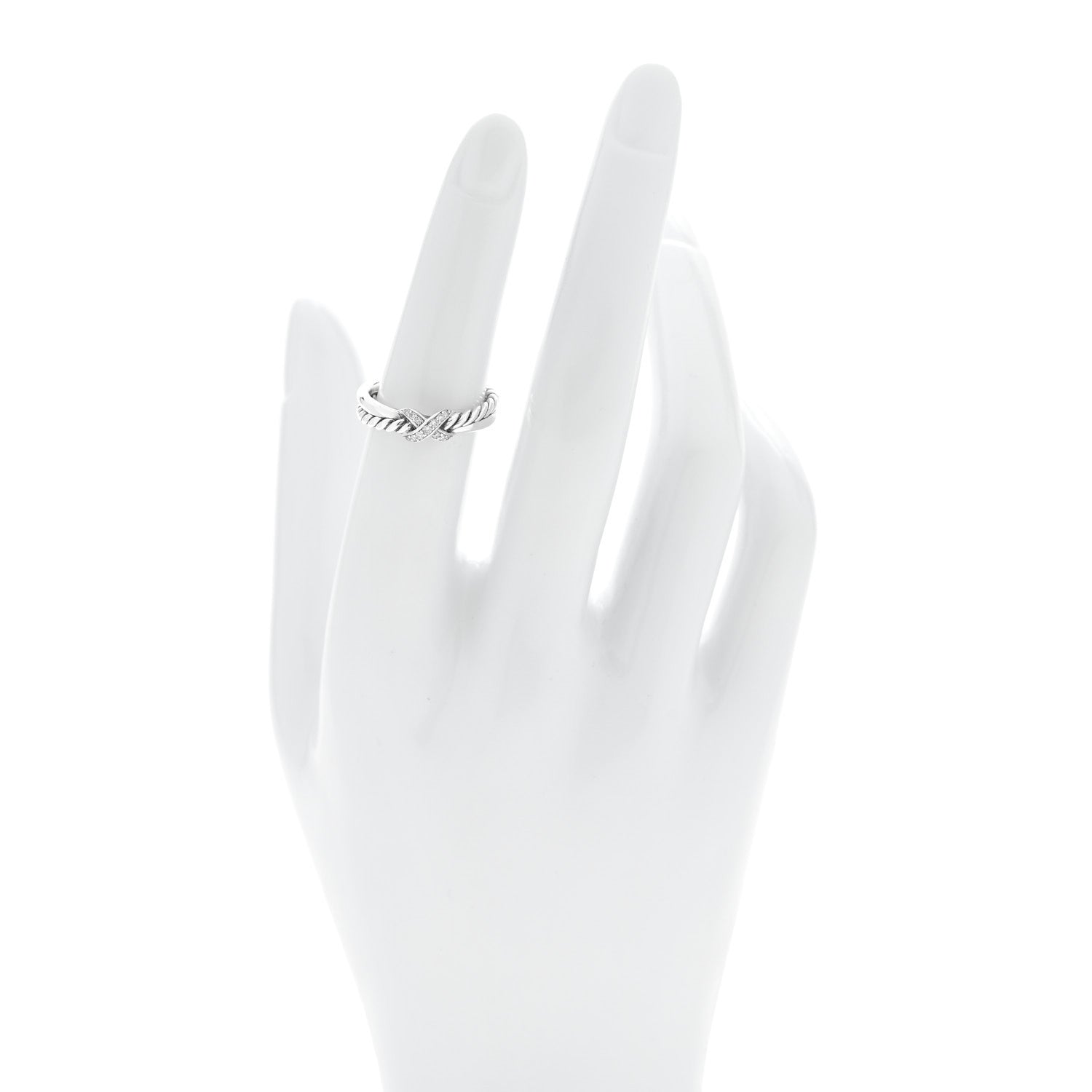 David Yurman Sterling Silver Diamond Petite X Crossover Ring 50 5.5 2 of 5