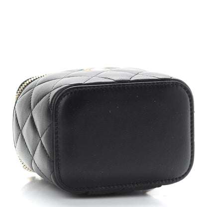 Chanel Lambskin Quilted Mini Pearl Crush Vanity Case With Chain Black 4 of 9