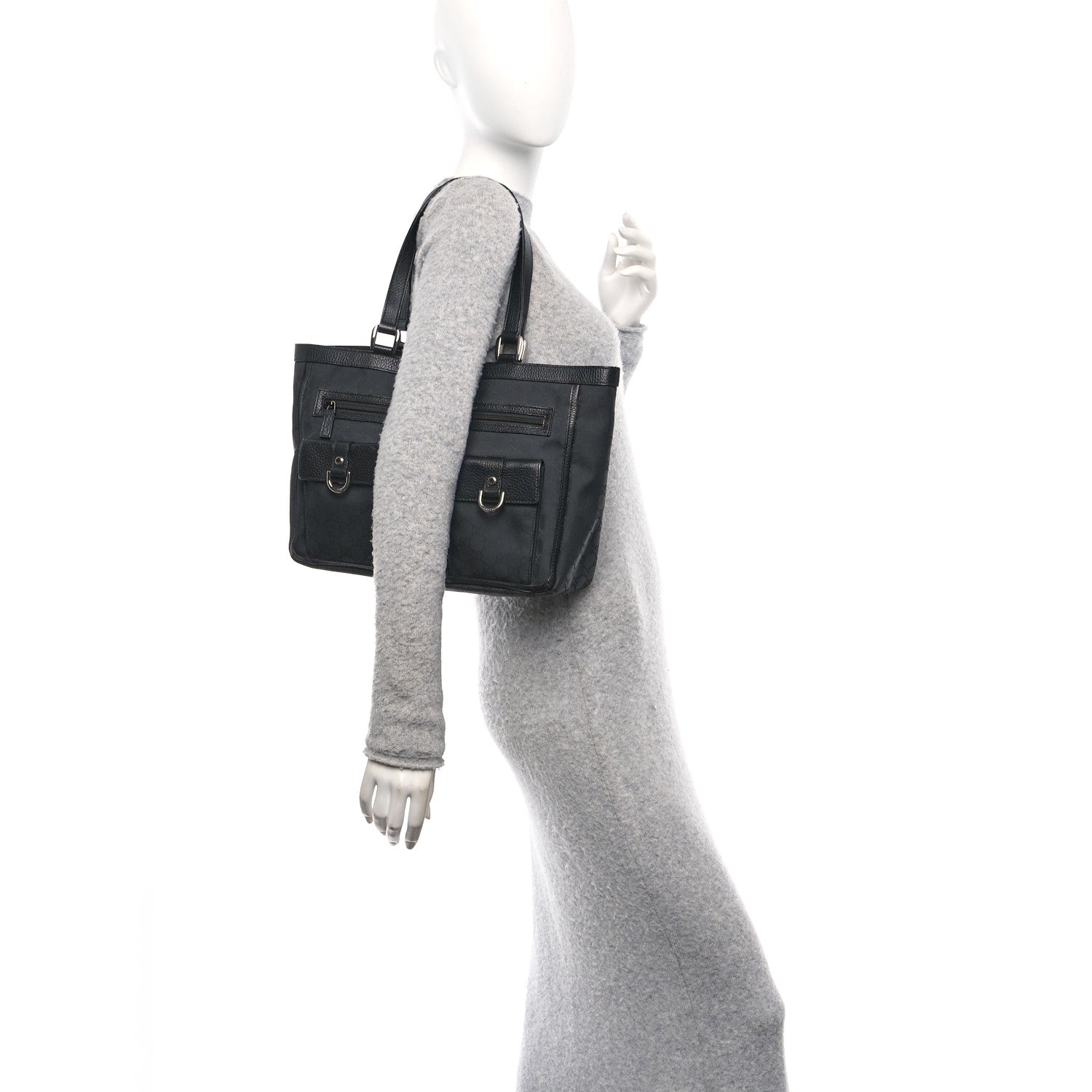 Gucci Nylon Monogram Abbey D Ring Tote Black 2 of 10
