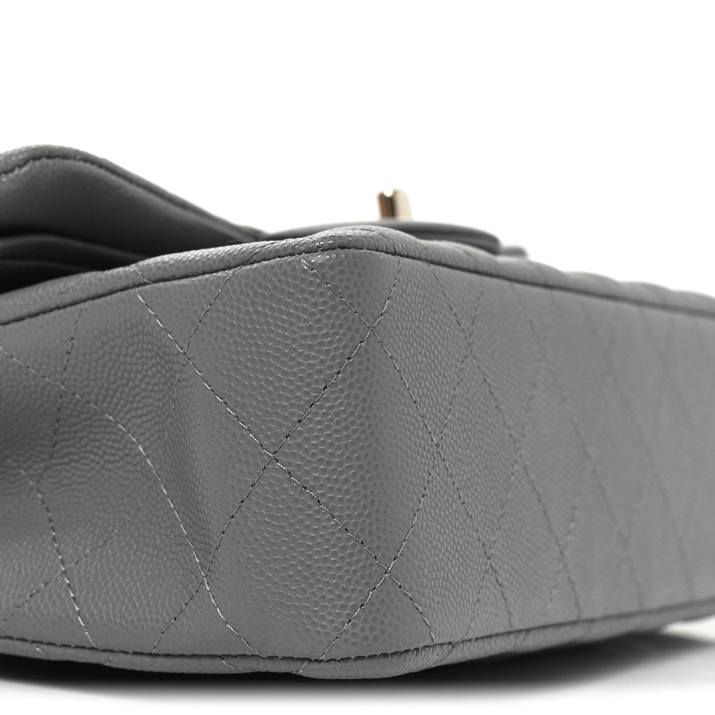 Caviar Quilted Small Double Flap Grey