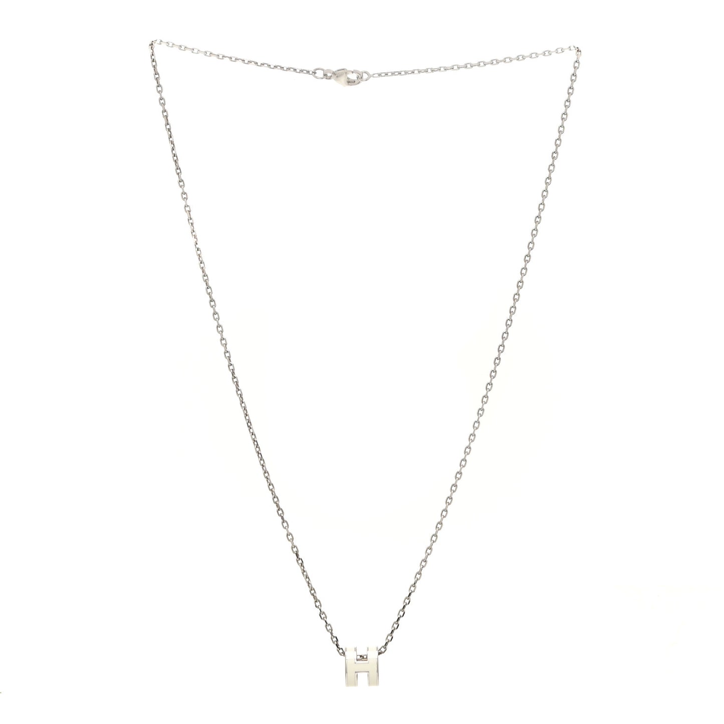 Lacquered Palladium Mini Pop H Pendant Necklace White