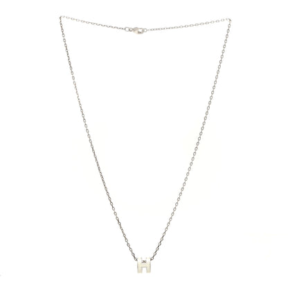 Hermes Lacquered Palladium Mini Pop H Pendant Necklace White 3 of 6
