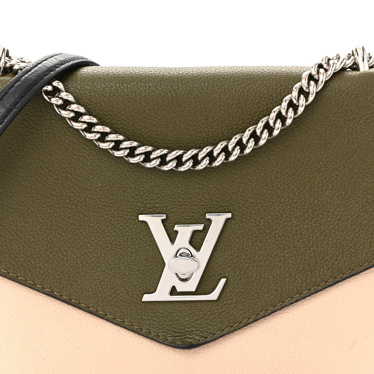Louis Vuitton Soft Calfskin Mylockme Chain Bag BB Smokey Brown Green 8 of 11