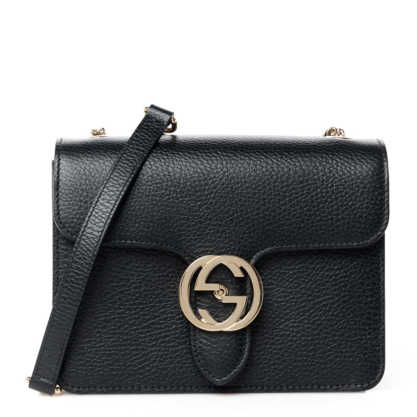 Dollar Calfskin Small Interlocking G Shoulder Bag Black